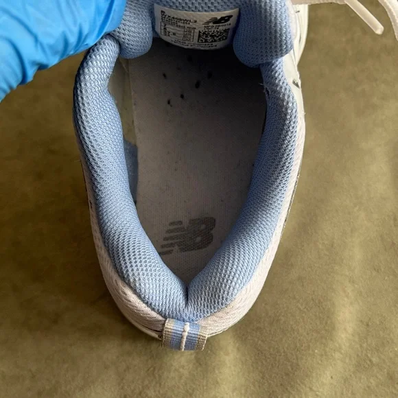 New Balance White with Light Blue Women's Training Sneakers - Picture 3 of 7